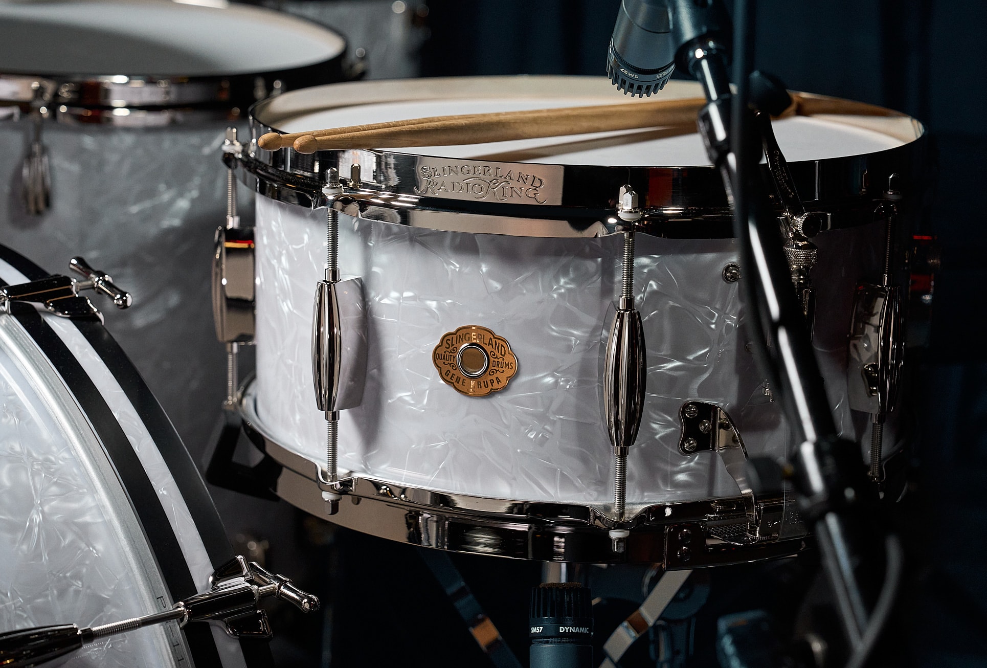 Slingerland Gene Krupa Snare Drum with sticks