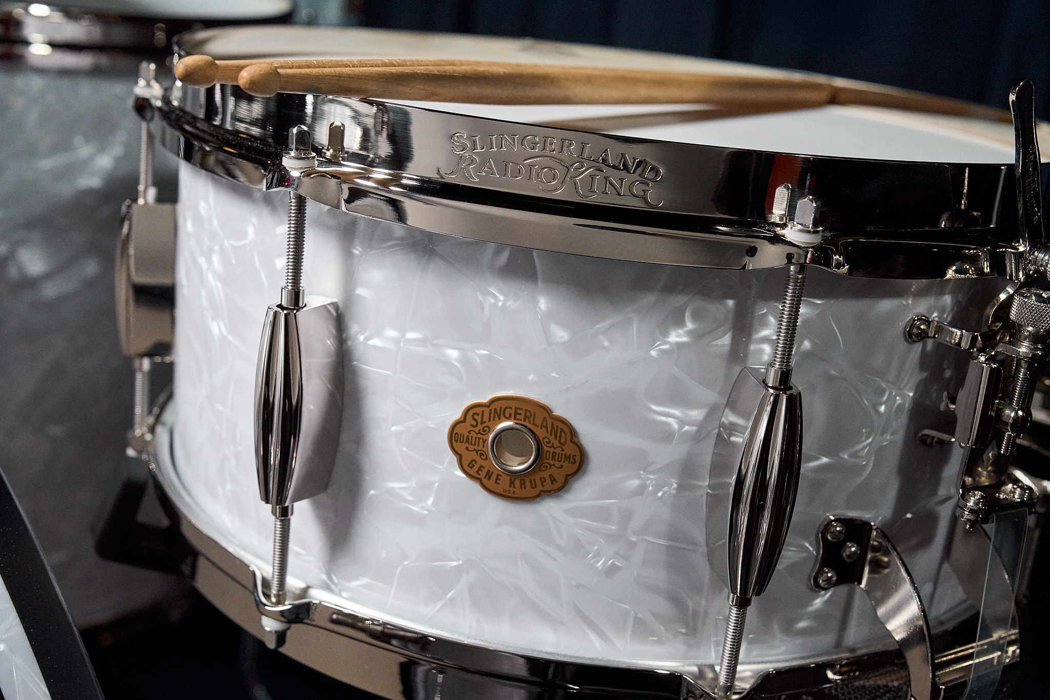 Slingerland Radio King Gene Krupa Limited Snare Drum with sticks